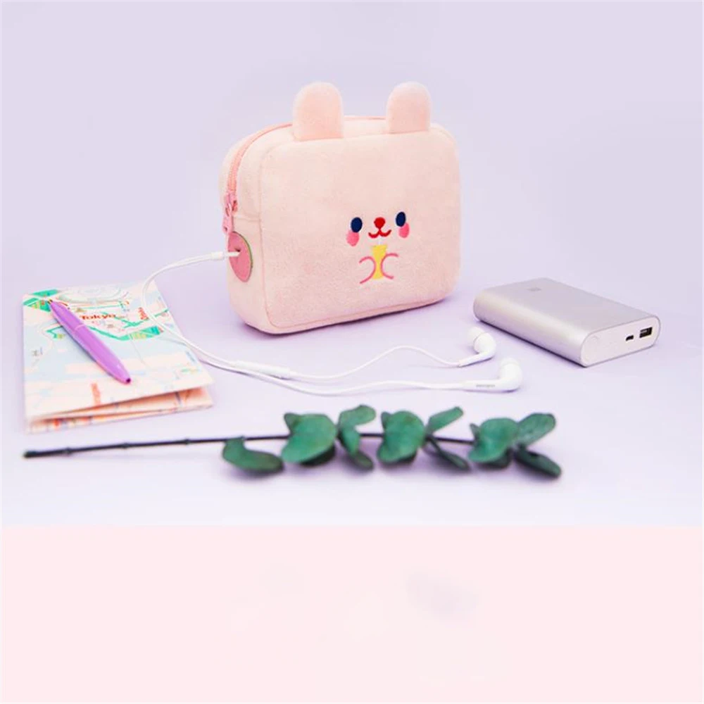 

1pc Cute Cartoon Plush Pencil Case Cosmetic Bag Earphone Data Cable Storage Bag Kawaii Stationery School Office Supplies