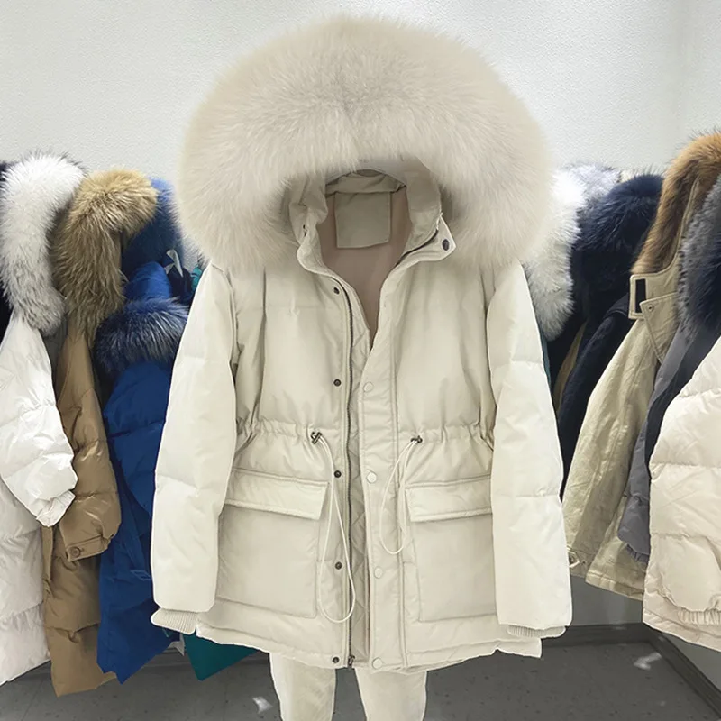 

2021 Cotton Padded Fur Parka New Big Fur Collar Down Winter Jacket Women Thick Warm Parkas Female Outerwear Drop shipping