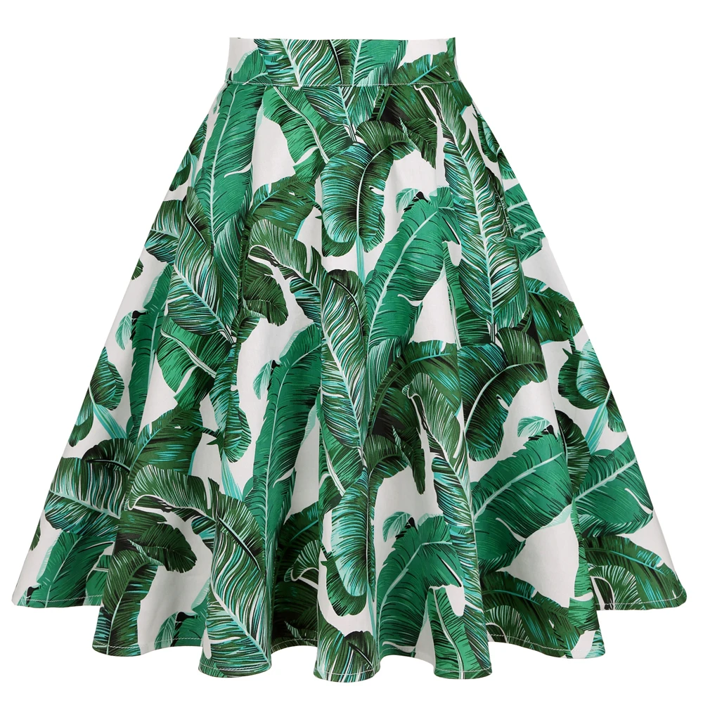 Женская хлопковая юбка в стиле ретро винтажная трапециевидная панк с зелеными