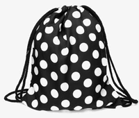 1 piece black and white polka dot shit wifi drawstring backpack students school bagpack mochila feminina sack bag