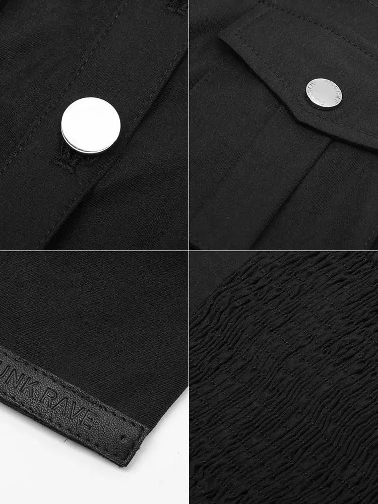 Женский корсет топ черный однобортный в стиле панк для девушек повседневного