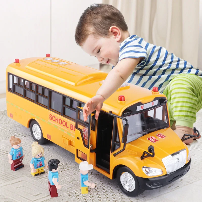 

Inertial School Bus Model Toys Acousto Optic Vehicle Music Cars Toys for Children Boy Christmas Gift Shuttle Bus Pull Back Car