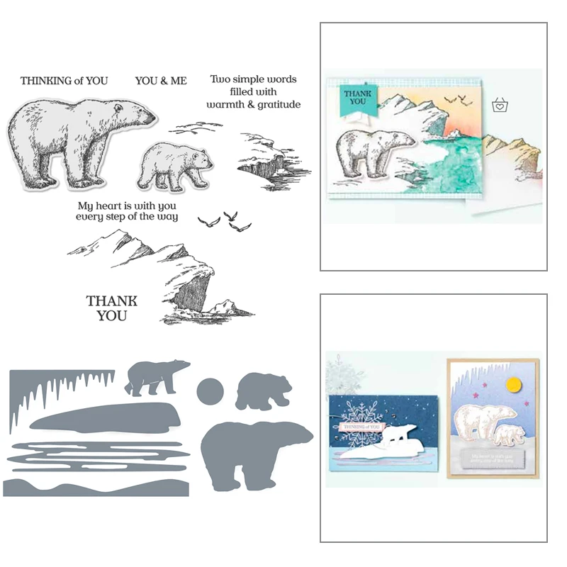 

POLAR BEAR Metal Cutting Dies and Stamps for Scrapbooking DIY Album Paper Card Embossing Decor Craft Stencils Die Cut Christmas