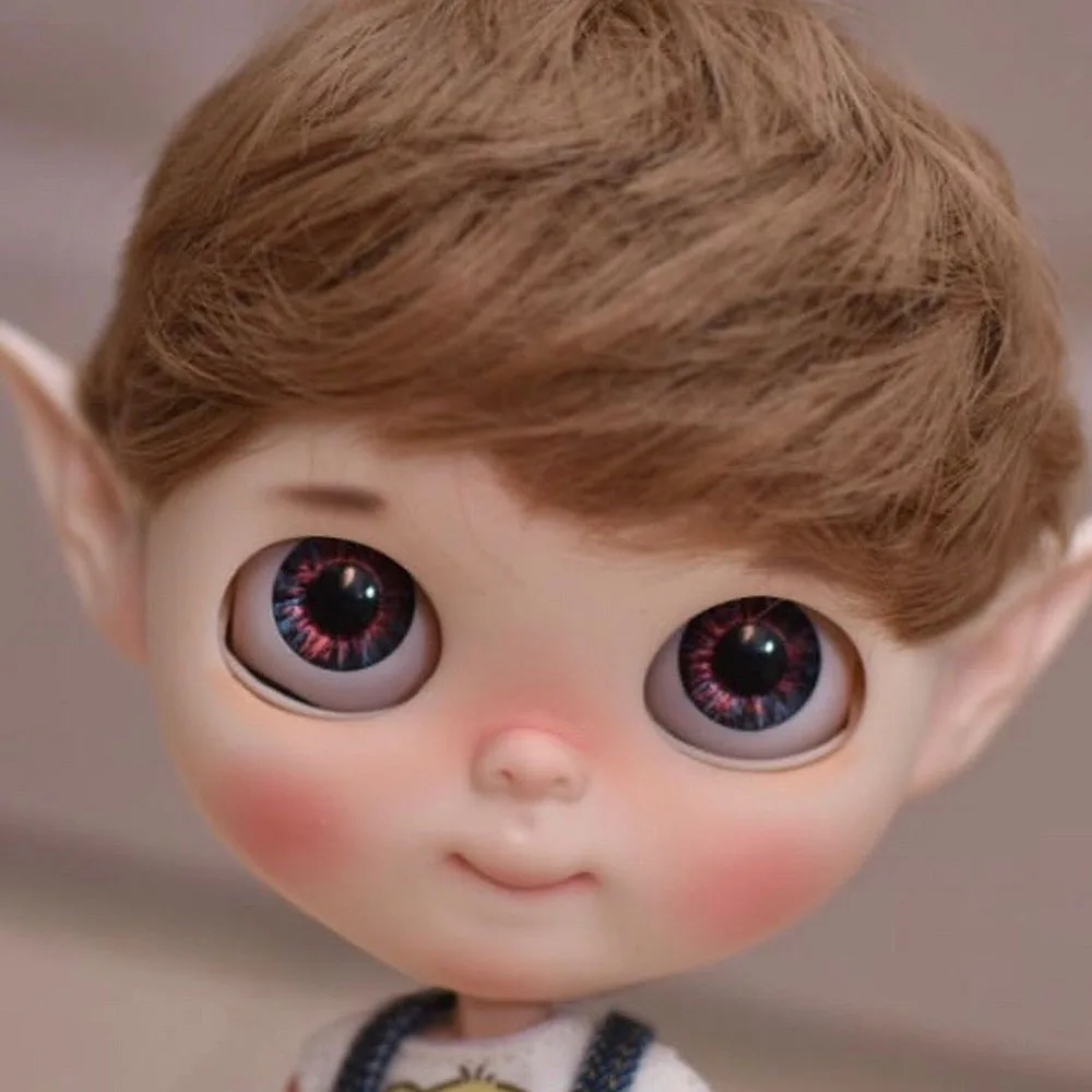 

1/6 blyth doll toy bjd joint body white with skin makeup doll with 19joint body makeup face handmade doll Elf boy style