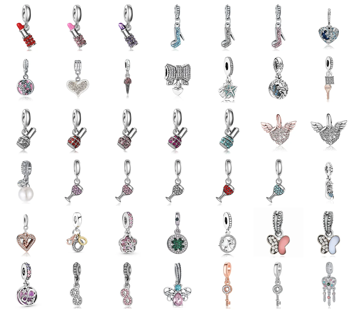 

Shining Brick Fan Butterfly Perfume Bottle Crown Beads for Bracelets Pandora Original Charm Jewelry Accessories Christmas Gifts