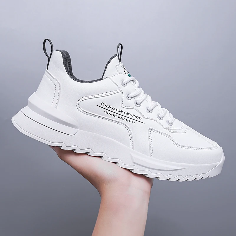 

Shoes for Men Sneakers Summer Tooth Sole Casual Solid Color White Shoes Fashion Leather Running Shoes Zapatillas De Deporte