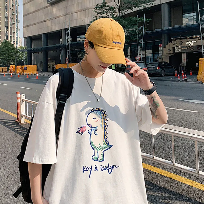 

Men's Cotton Fashion T-shirt Funny Mens Summer Tshirts Anime Male Oversized Tee Shirts 5XL Casual T Shirt Tee For Man Streetwear