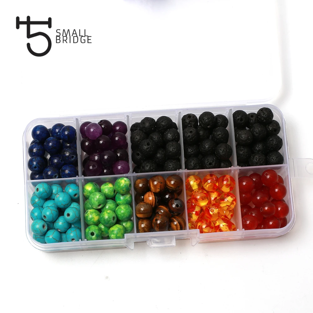 200 шт. набор из бусин лавы и камня для изготовления ювелирных изделий Diy браслет