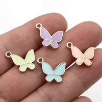 10pcs enamel gold color butterfly charms pendant for jewelry making earrings bracelet necklace accessories diy craft findings
