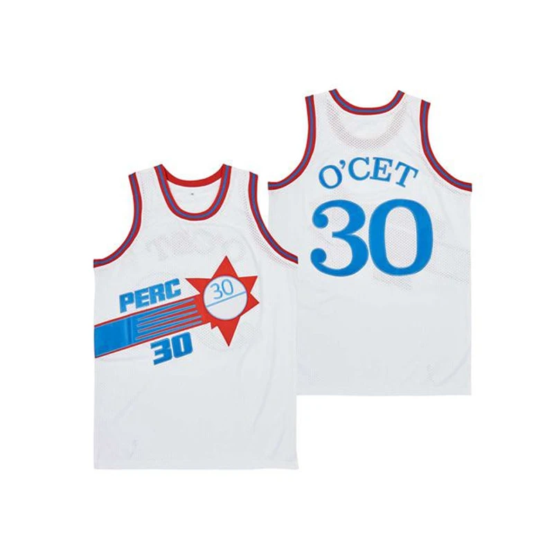 

BG basketball jersey 30 O,CET Jerseys Embroidery sewing Outdoor sportswear Hip-hop summer Black white baby blue 2021