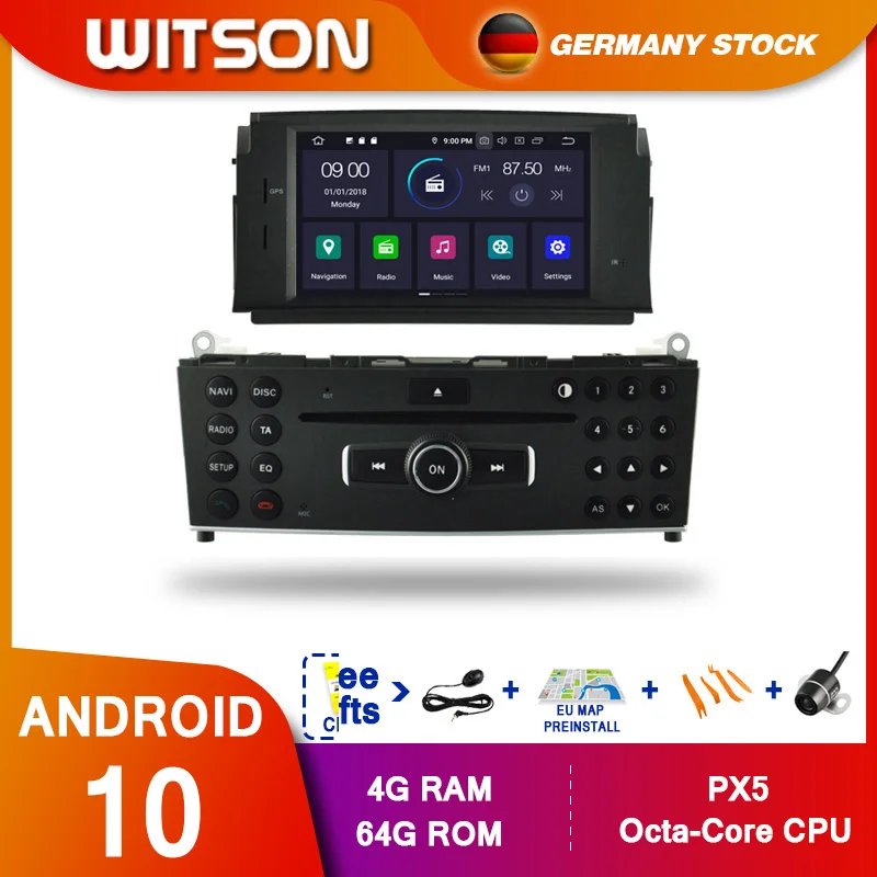 DE В наличии! WITSON Android 10 Octa core PX5 автомобильный DVD плеер для Mercedes Benz C200 C180 W204 2007 GPS