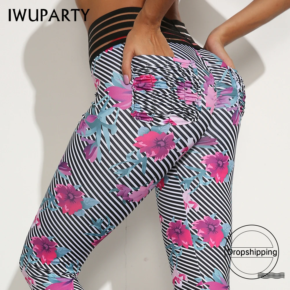 Дропшиппинг пикантные леггинсы с цветочным принтом кружевом складные карманы
