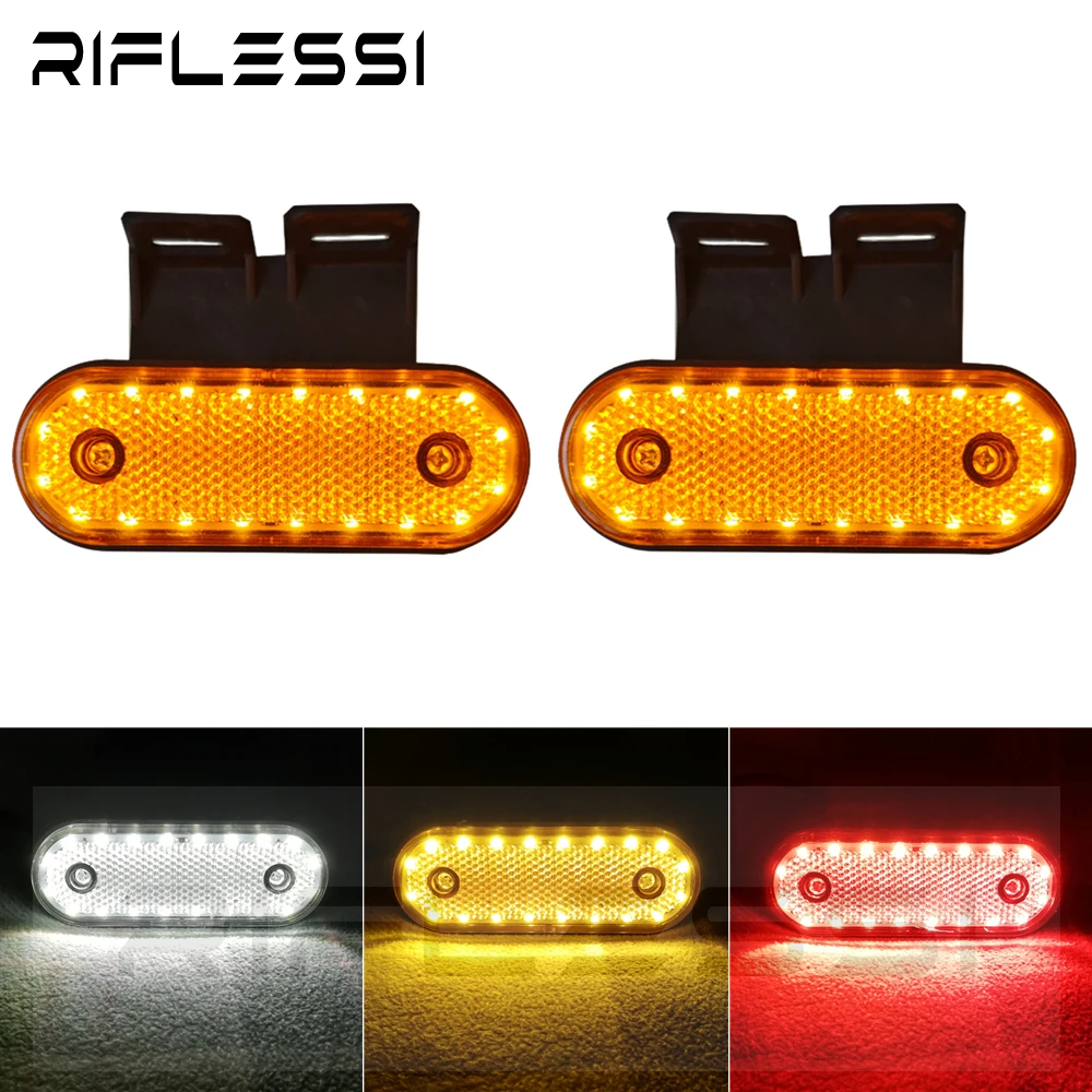 

10 x Truck Side Marker Lights 24V 20 LED Trailer Clearance Lights Lorry Van Side Light With Bracket Red White Amber