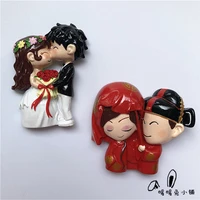 cute chinese wedding wedding doll festive resin fridge magnet sticker