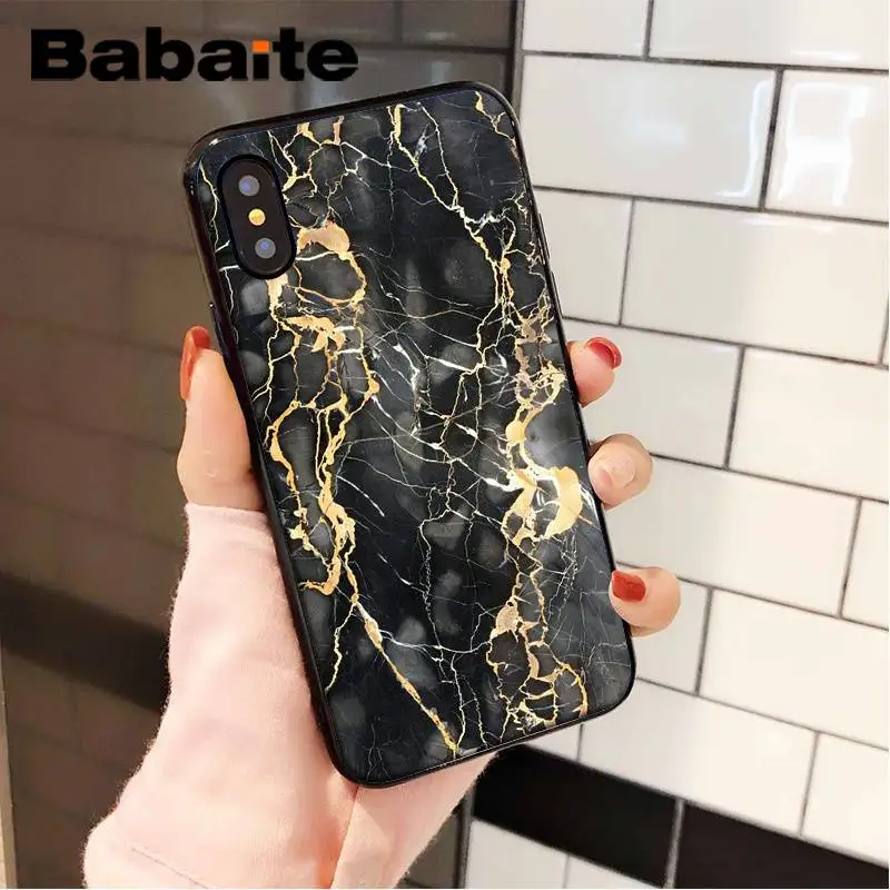 Babaite черный золотой мраморный ТПУ Черный чехол для телефона, чехол для iPhone 8 7 6 6S Plus X XS MAX 5 5S SE XR 11 11pro 11promax Shell