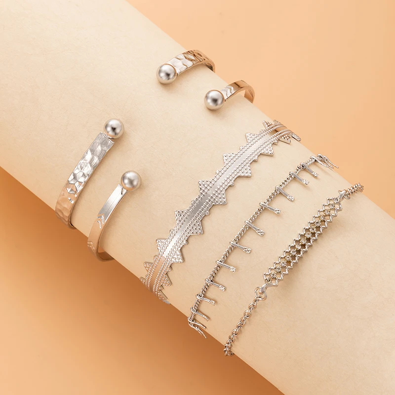 Tocona 7pcs/sets Clear Water Drop Crystal Stone Ladies Bracelets Gold Chain Cuff Bangle for Women Jewelry Wholesale 9168 | Украшения и