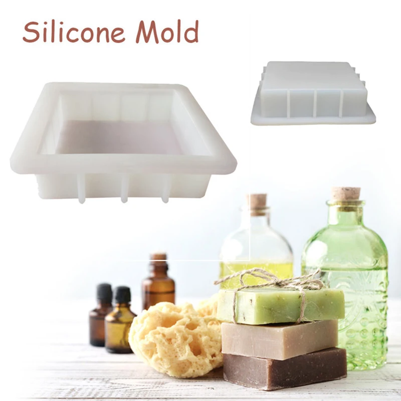 

6 Inch Square Silicone Soap Mold DIY Handmade Bread Tray Capacity 1100ml Crafts Rendering Soaps Making Tools Kitchen Accessories