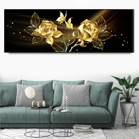 modern abstract gold flower oil on canvas painting wall art posters and prints wall art picture for living room cuadros