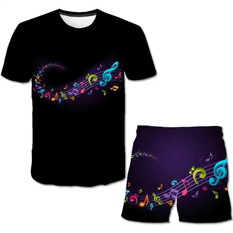 

Music Notetion Boys Clothing Set Summer Hot Sale Kids Clothes Set Girl Casual Sport Outfit Children Clothes Anime T Shirt 2020
