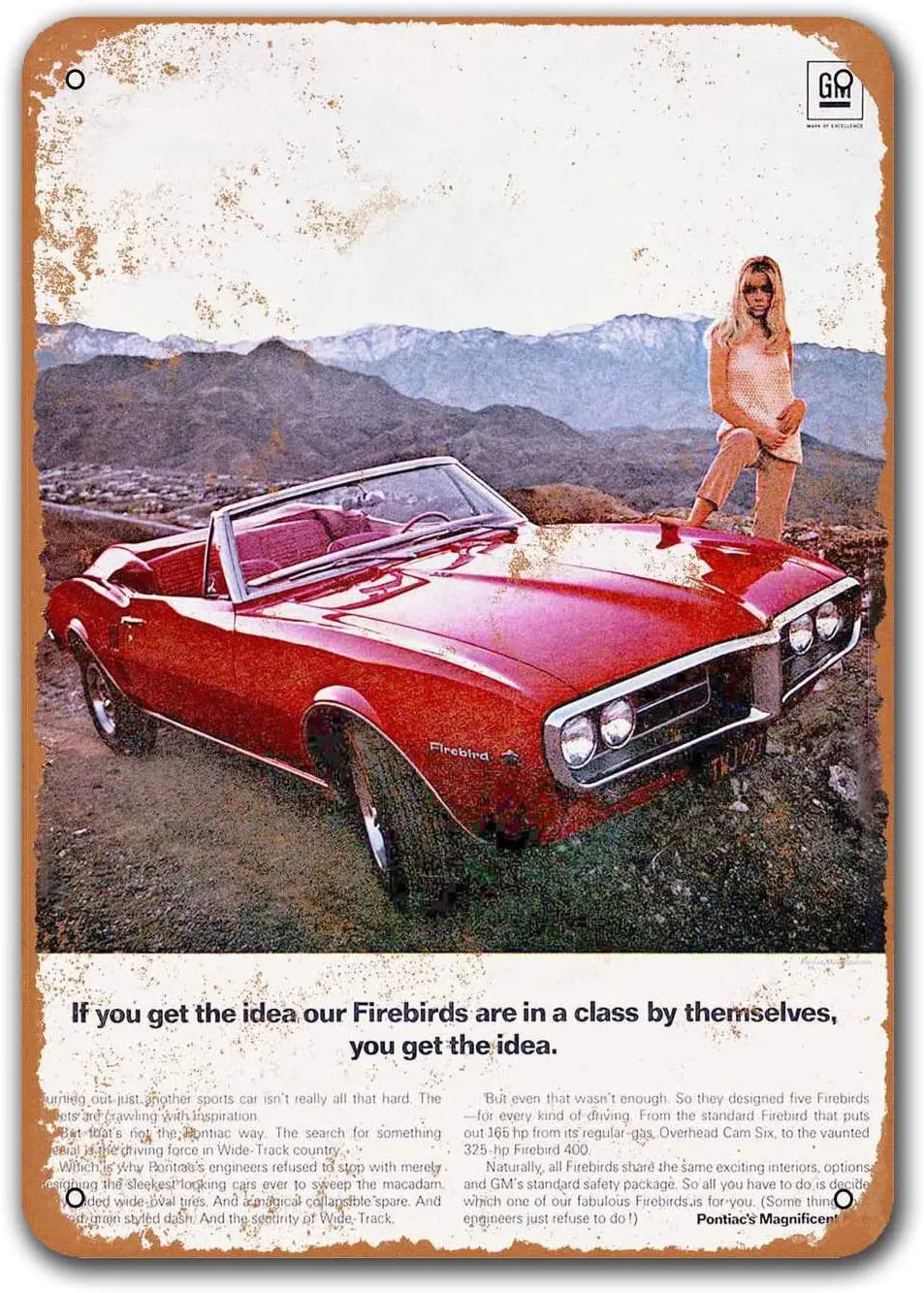 

1967 Pontiac Firebird Convertible Tin Metal Signs Vintage Cars, Sisoso Plaques Poster Pub Garage Retro Wall Decor 12 X 8 Inches