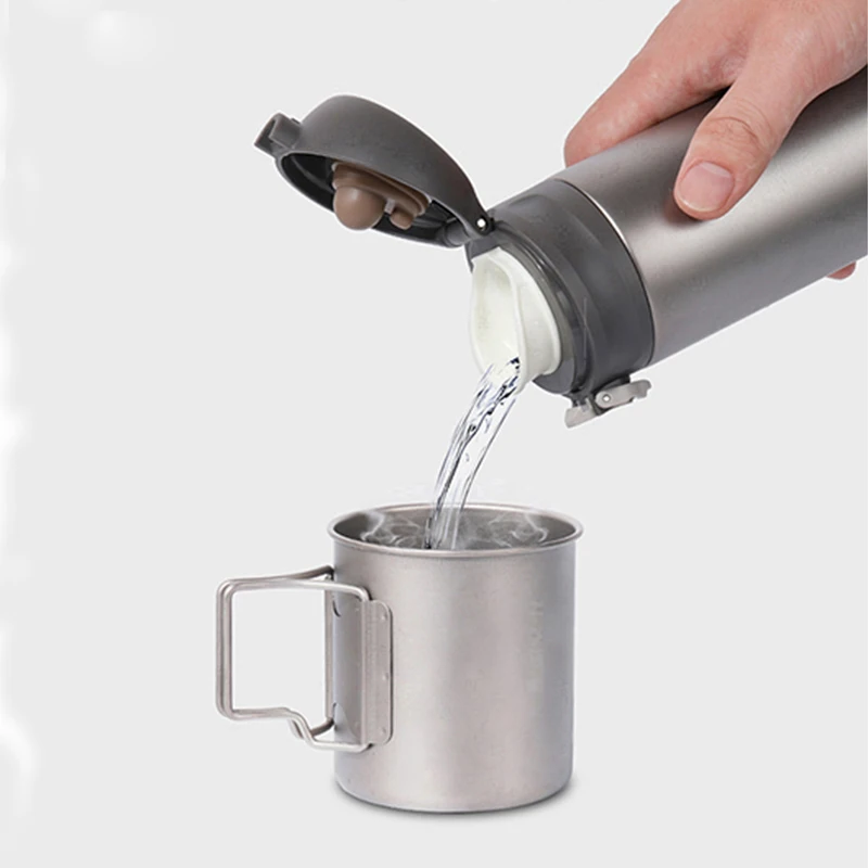 

Tiartisan 400ml Titanium Kettle Double Wall Vacuume Water Bottle Ring Small Neck Kettle for Camping Hiking Drinking Ta8396