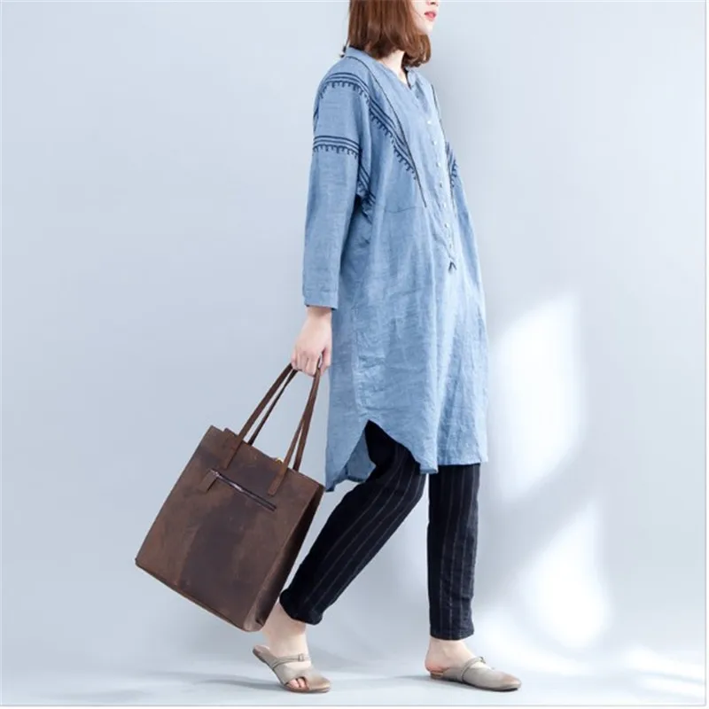 Новые модные блузки для женщин Длинная Верхняя одежда 2021 оверсайз из хлопка и