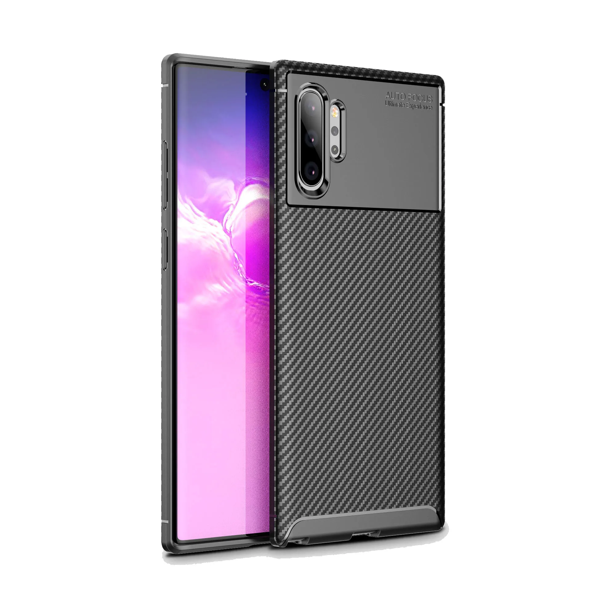 black Чехол для samsung Galaxy Note 10, мягкий силиконовый защитный чехол из углеродного волокна для samsung note 10 plus note10 pro - Цвет: black