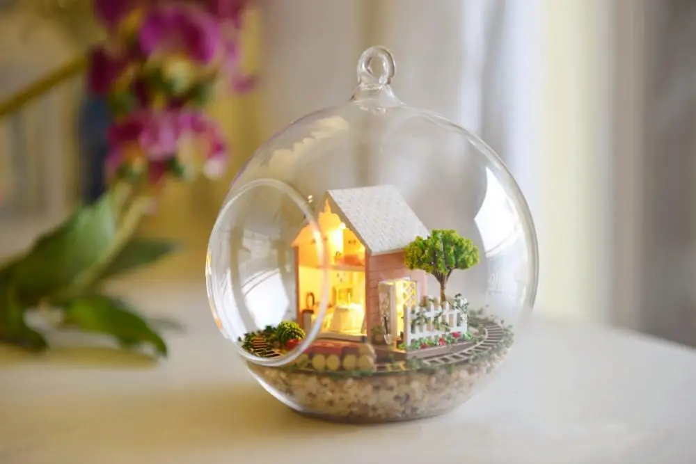 Кукольный домик со стеклянной крышкой миниатюрный DIY Модель Строительный