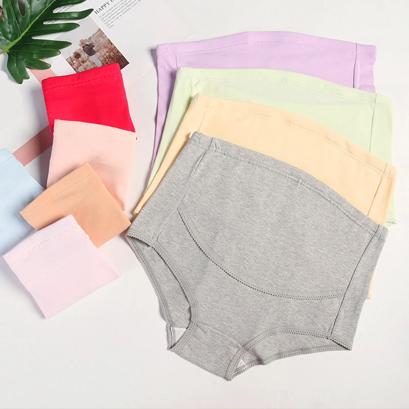 

High Waist Maternity Panties Pregnant Women Support Underwear Solid Panties Underpants Cotton Adjustable Maternity Briefs