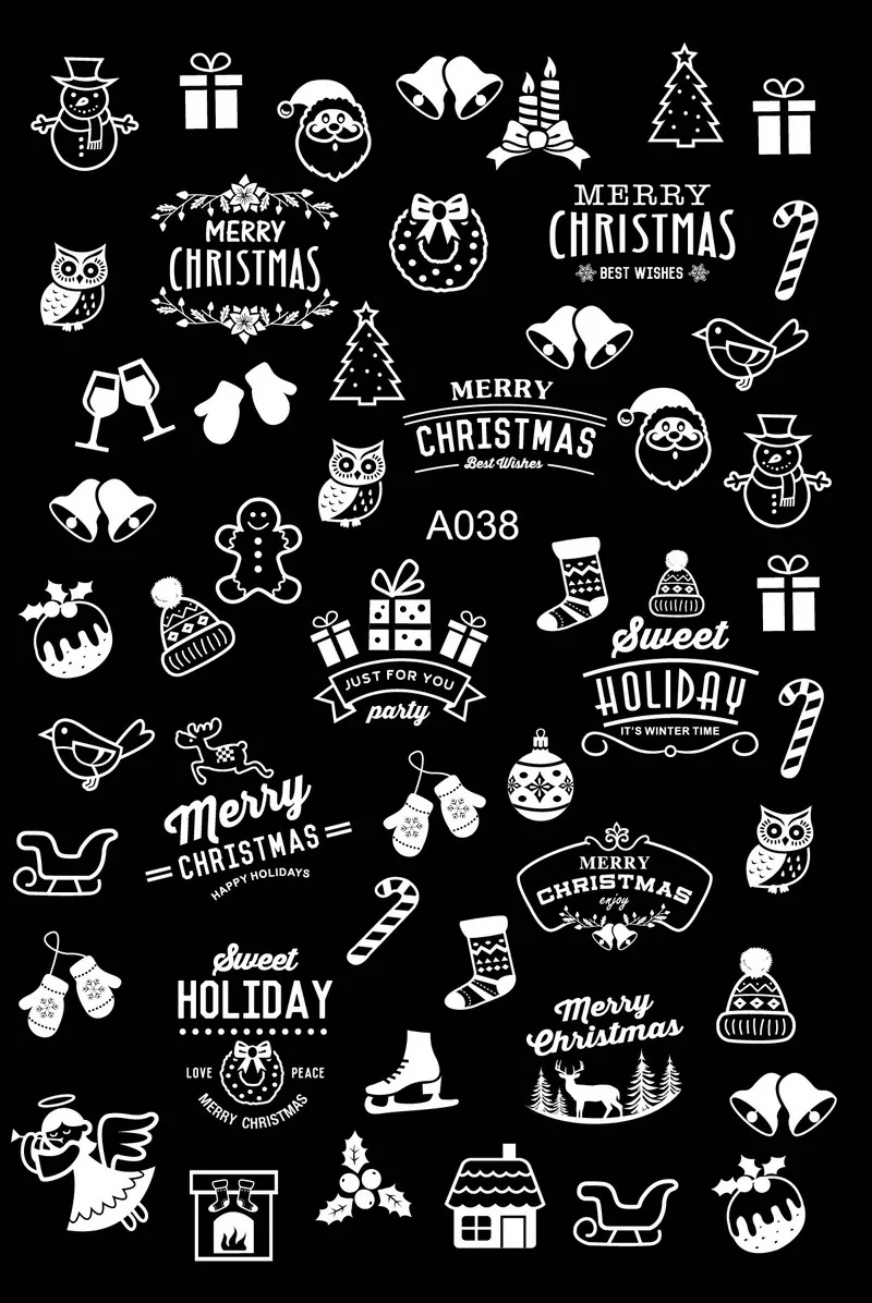 1 шт Слайдеры для ногтей Рождественские 3D наклейки Рождественская елка