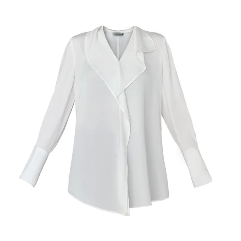 

CocoFlower 2021 Spring-Summer Women's Original Blouse Women's Design Niche Asymmetric Retro Hong Kong-Style Long-Sleeve Tops