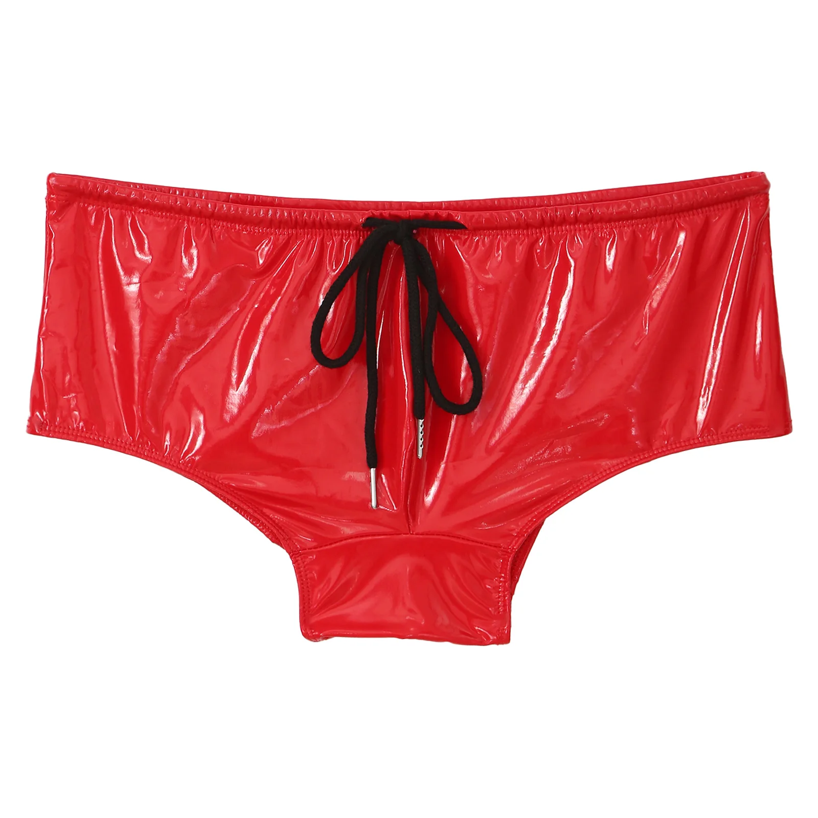 

Sexy Men Boxer Mens Faux Leather Underwear PU Boxers Soft Male Panties Shorts Swimwear Party Clubwear Patent Drawstring Boxer