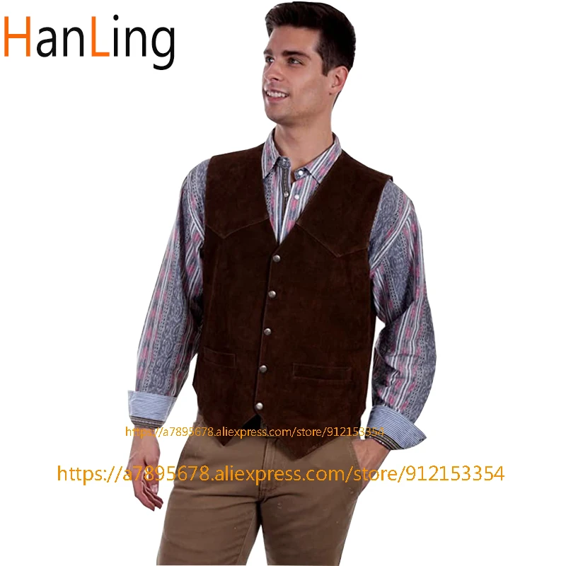 

Men's Slim Suit Vest Suede Steampunk Style Waistcoat Suitable For Party Wedding S-XXXL жилетка мужская