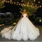 Свадебное платье со шлейфом, со скромными оборками, без бретелек, 2021, размера плюс