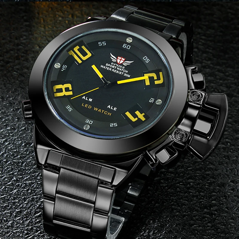 EPOZZ серии Ниндзя Большое Ухо двойное время аналоговый и телефон из нержавеющей