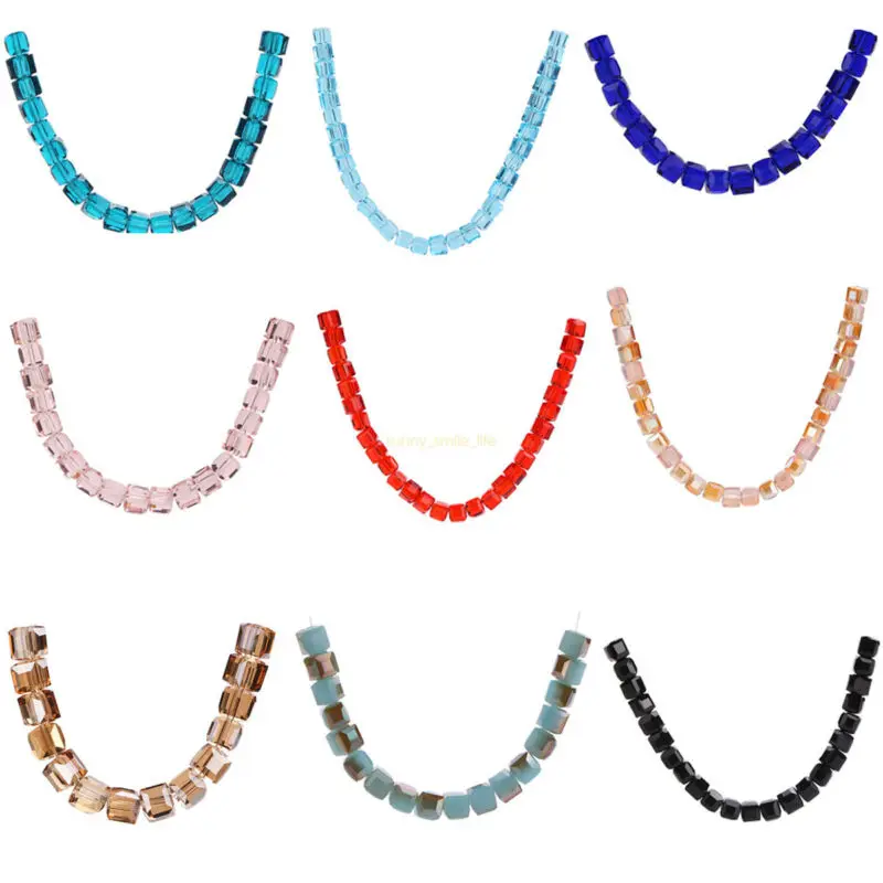 

Hot 8mm 25pcs Cube Square Crystal Glass Faceted Loose Spacer Beads DIY Crafts