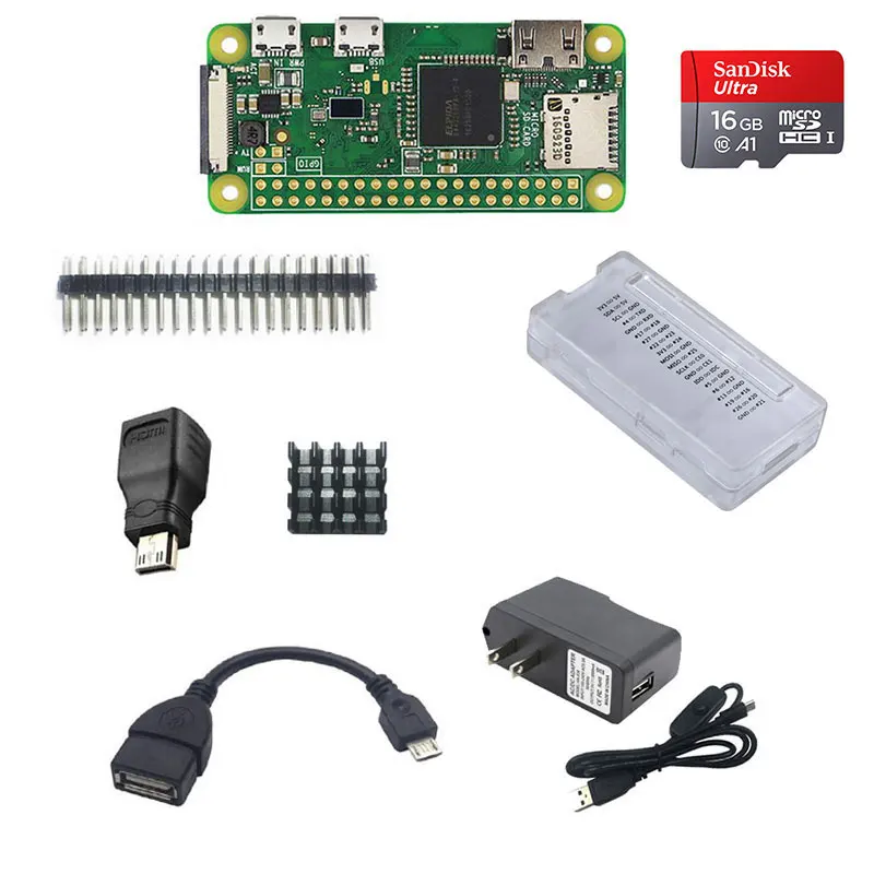 Raspberry Pi zero W набор для начинающих + карта 16 Гб адаптер питания Корпус из АБС
