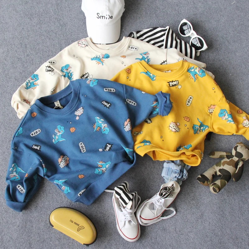 

90-130cm height new autumn boys cartoon letter O neck sweater boys spring autumn long sleeve fashion style t shirt