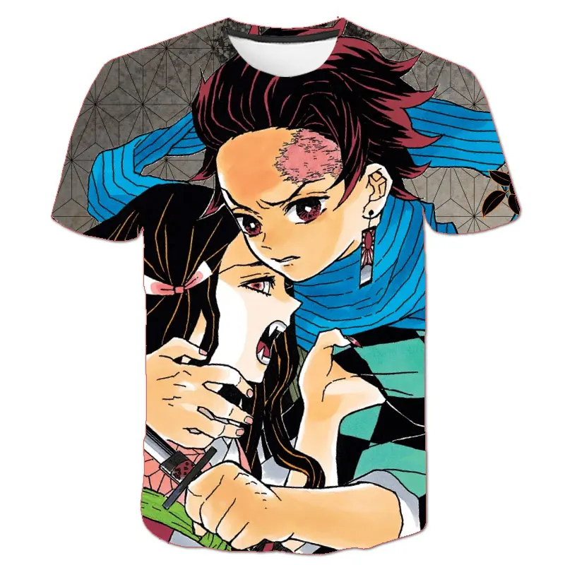

Demon Slayer Anime T-shirts for Boys Short Sleeve Kimetsu No Yaiba Cosplay Clothes Blade of Ghost Cartoon Print