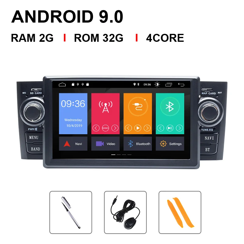 4 Core 32 ROM Ips DSP 8 Core 1 din Android 9 Ram 4G Автомобильный DVD мультимедийный плеер для Fiat Grande Punto Linea 2007-2012GPS навигация Радио экран - Цвет: 4 Core 32 ROM