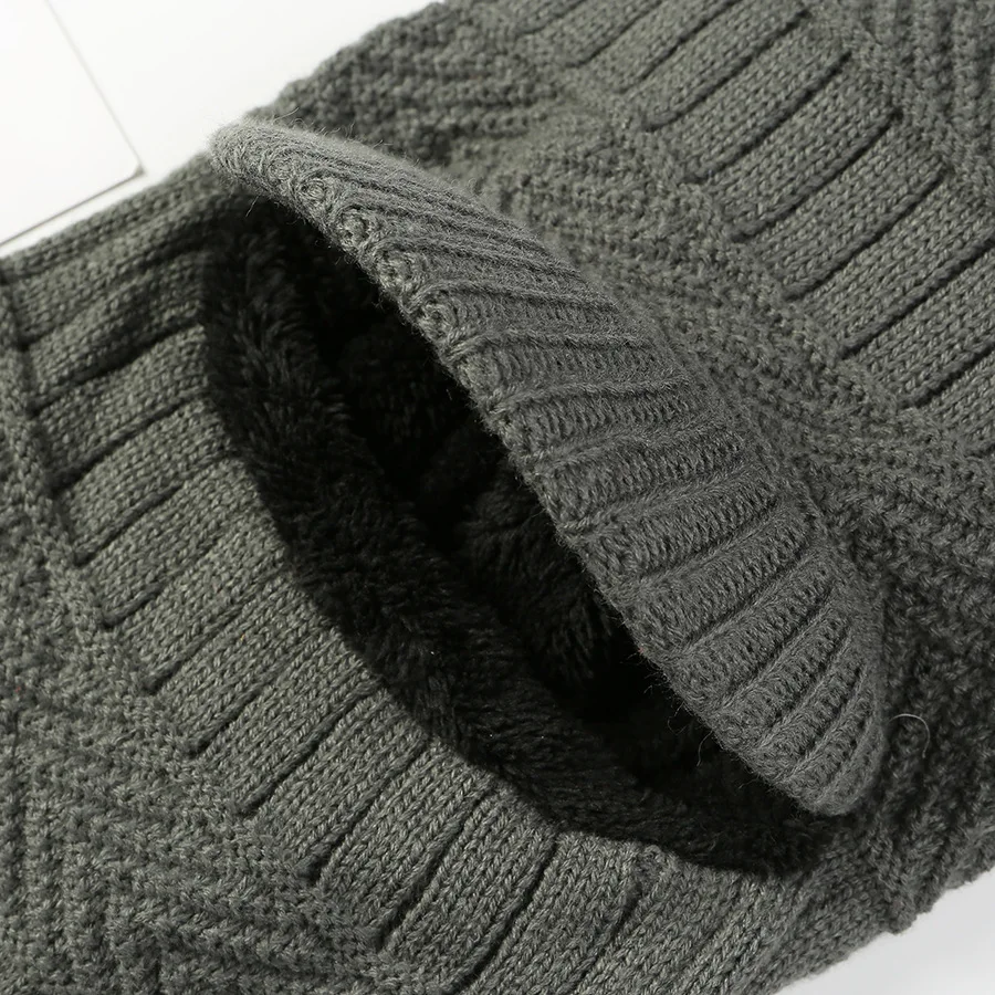 Вязаная шапка мужская зимняя велосипедные Шляпы шарф одна теплая наушники