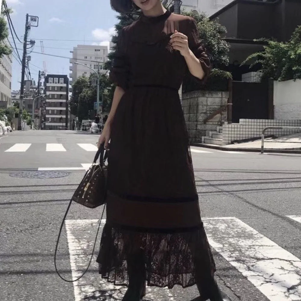 Женское длинное кружевное платье элегантное ТРАПЕЦИЕВИДНОЕ повседневное