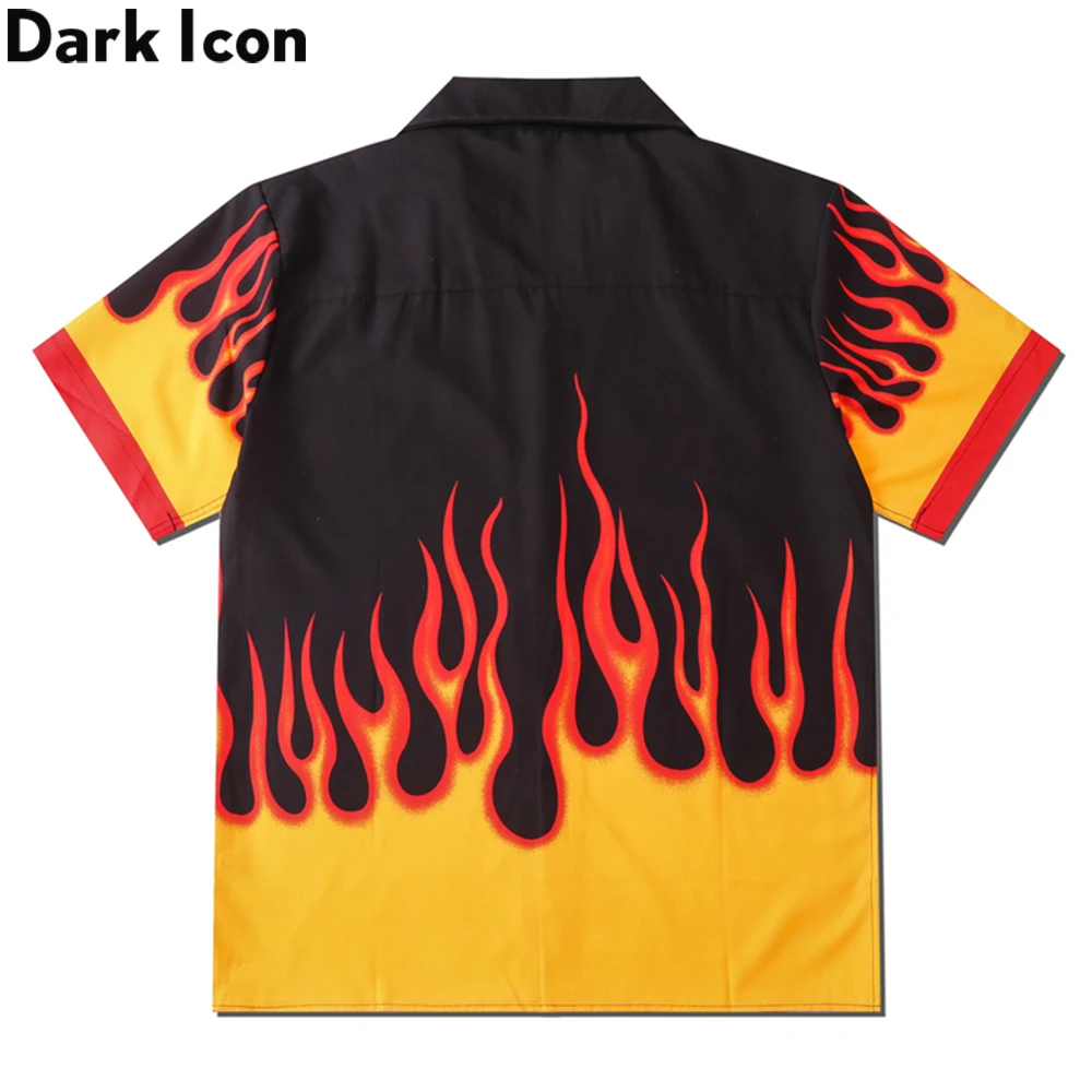 Мужская винтажная гавайская рубашка Dark Icon Flame летняя уличная одежда |