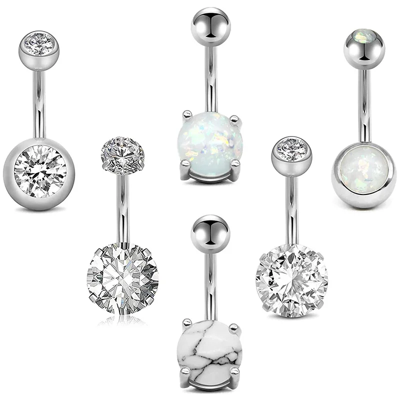 Кольцо пуговица из нержавеющей стали с фианитом 4G|Украшения для тела| |