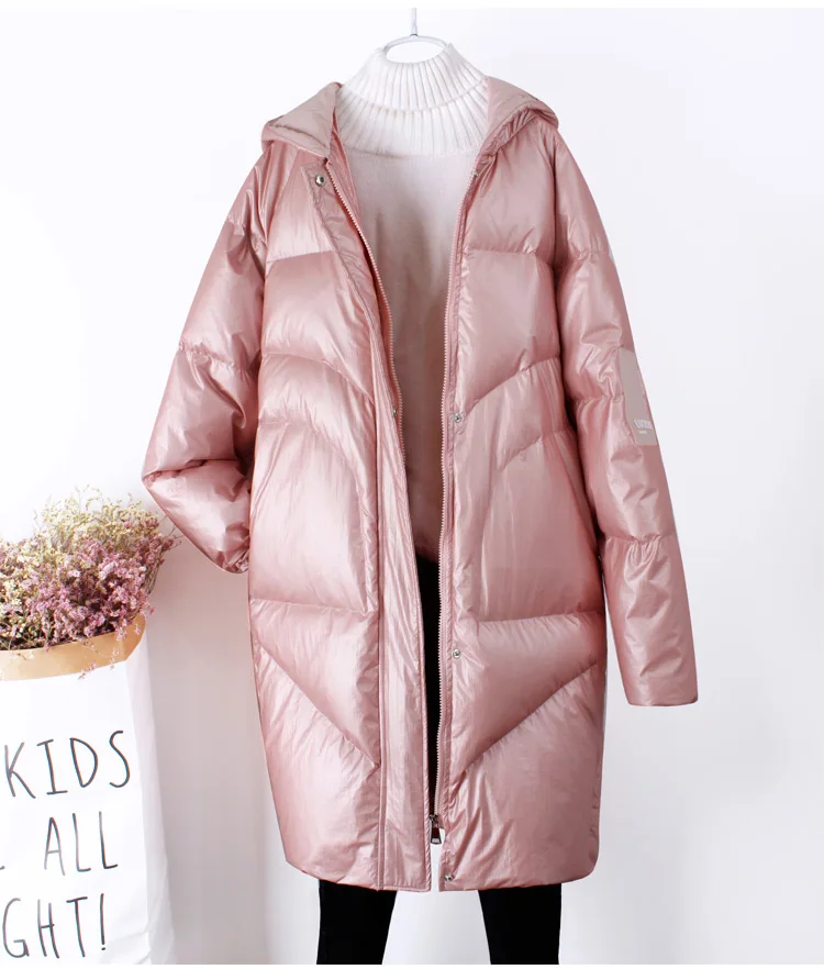 2019 Новая модная женская длинная белая пуховая куртка Женская Толстая Теплая