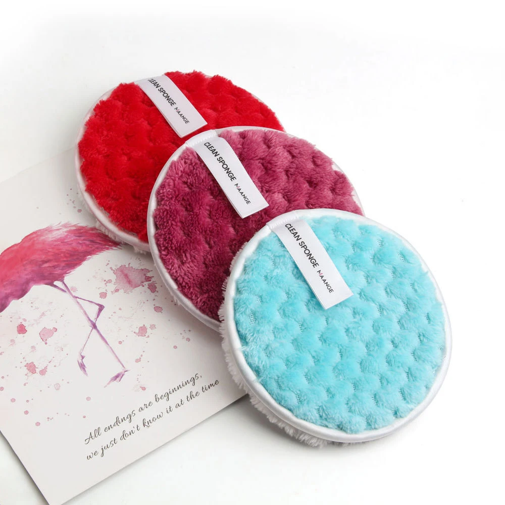 

5Pc soft microfiber makeup remover pad, washable cotton sponge puff pad, skin care tool, reusable makeup remover pad