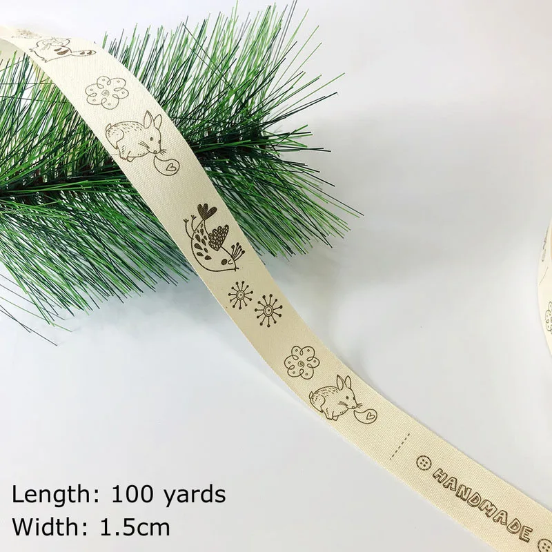 100 Yards 100 ярдов напечатанные хлопковые ленты Merry Christmas 15 мм DIY швейная подарочная упаковка хлопчатобумажная лента Новогодняя лента - Цвет: 100 Yards