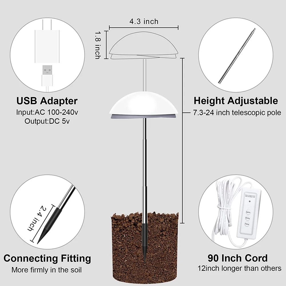 Светодиодная фитолампа для растений зонт с автоматическим таймером выращивания