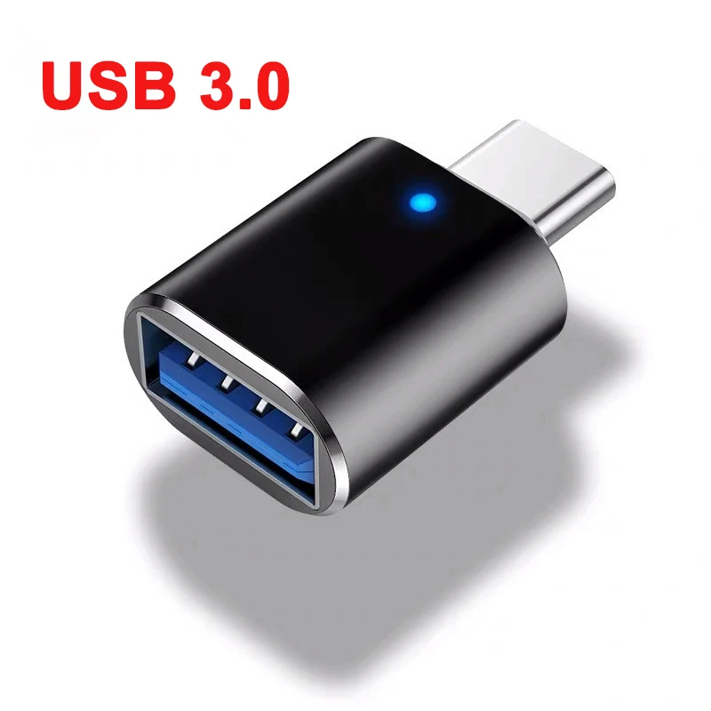 

Type C To USB 3.0 OTG Adapter USB-C Male To USB Female Converter For Macbook Samsung S20 Xiaomi Huawei USBC OTG Connector LED