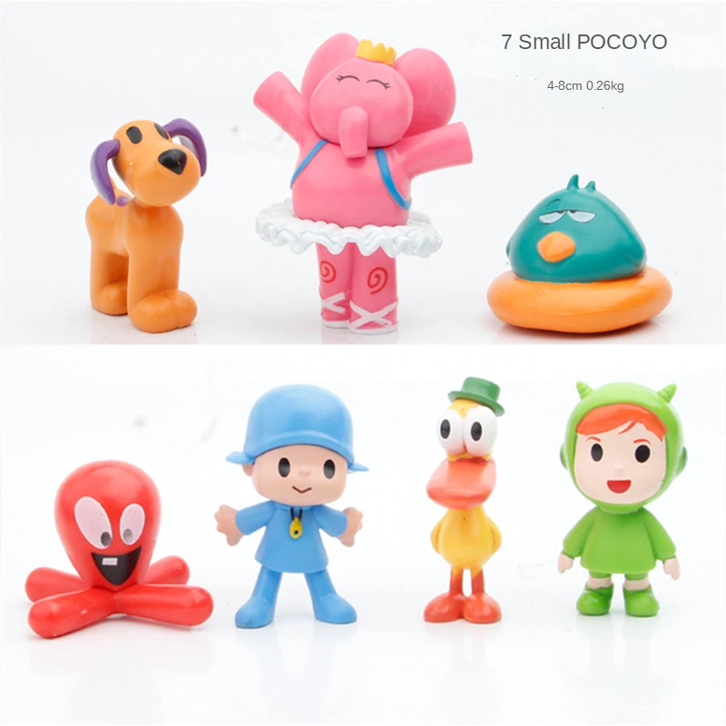 

7Pcs/set Pocoyo Pvc Action Figure 4Cm Elly Pato Fred Action Collectible Model Decorations Doll Christmas Gifts for Children